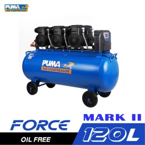 ปั๊มลมไร้น้ำมัน PUMA FORCE-120 MARK II 1450W.x3 ถัง 120 ลิตร ปั๊มลมไร้น้ำมัน PUMA FORCE-120 MARK II 1450W.x3 ถัง 120 ลิตร