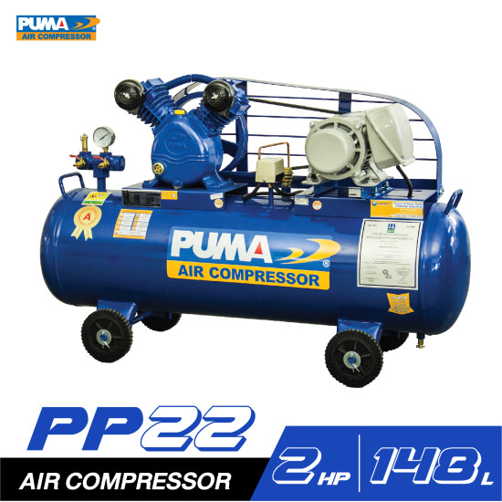 ปั๊มลมสายพาน PUMA PP22-HI380V 2HP 380V. ถัง 148 ลิตร