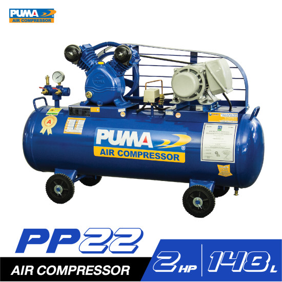 ปั๊มลมสายพาน PUMA PP22-HI220V 2HP 220V. ถัง 148 ลิตร ปั๊มลมสายพาน PUMA PP22-HI220V 2HP 220V. ถัง 148 ลิตร