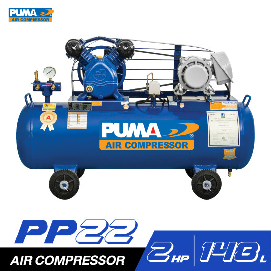 ปั๊มลมสายพาน PUMA PP22-MI380V 2HP 380V. ถัง 148 ลิตร (มอเตอร์ Mitsubishi)