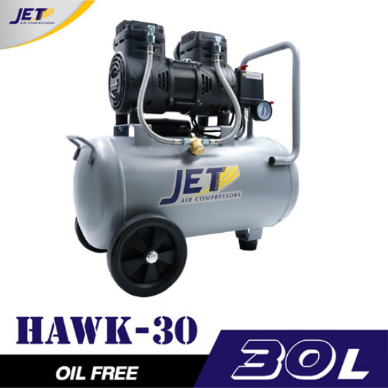 ปั๊มลมไร้น้ำมัน JETT HAWK-30 1450W. ถัง 30 ลิตร