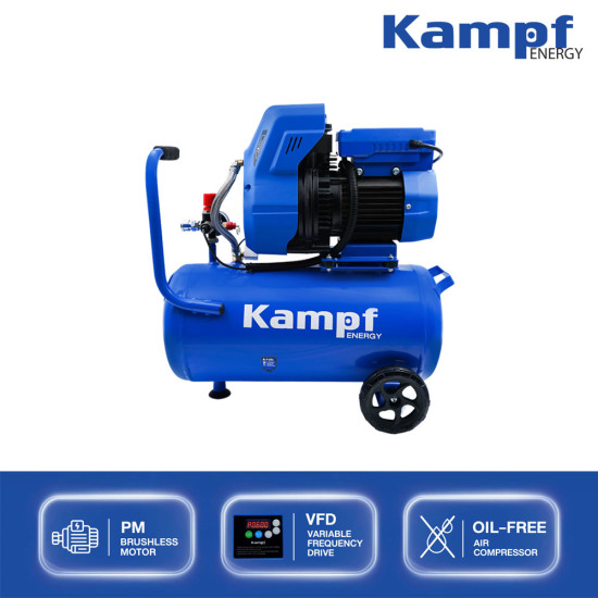 ปั๊มลมไร้น้ำมัน KAMPF KMPPM25 ขนาด 825/1000W ถัง 25 ลิตร