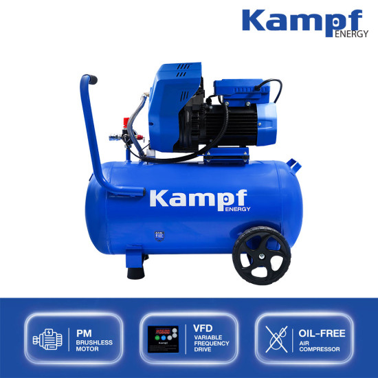 ปั๊มลมไร้น้ำมัน KAMPF KMPPMV50 ขนาด 1500/1800W ถัง 50 ลิตร