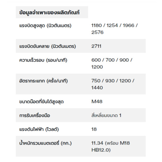 บล็อกกระแทก 1" แกนสั้น MILWAUKEE M18 ONEFHIWF1DS-0C0 (ตัว) บล็อกกระแทก 1" แกนสั้น MILWAUKEE M18 ONEFHIWF1DS-0C0 (ตัว)