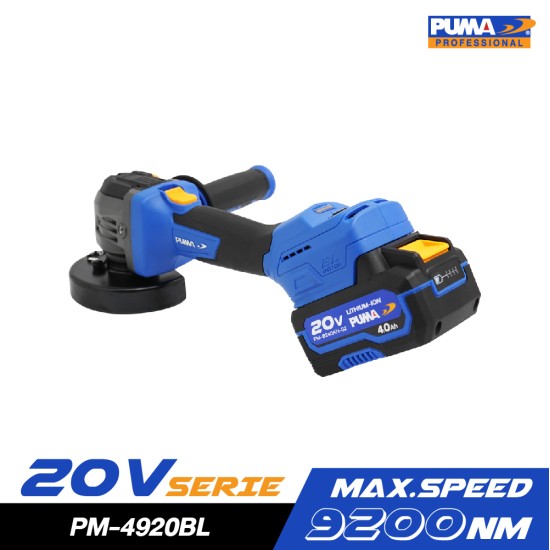 เครื่องเจียรไร้สาย ไร้แปรงถ่าน 20V PUMA PM-4920BL พร้อมแบตและแท่นชาร์จ เครื่องเจียรไร้สาย ไร้แปรงถ่าน 20V PUMA PM-4920BL พร้อมแบตและแท่นชาร์จ