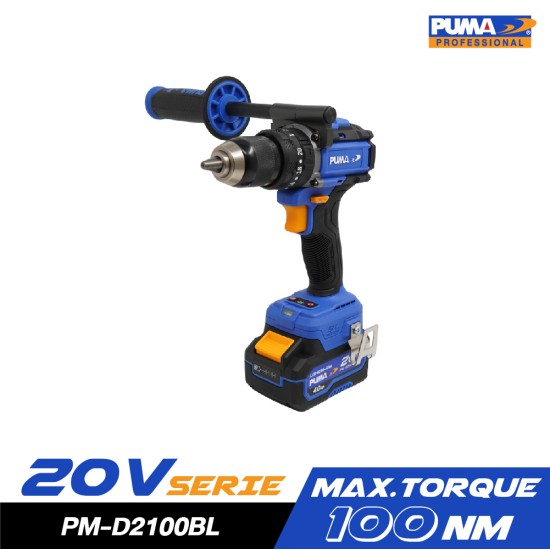 สว่านกระแทกไร้สาย ไร้แปรงถ่าน 20V PUMA PM-D2100BL พร้อมแบตและแท่นชาร์จ สว่านกระแทกไร้สาย ไร้แปรงถ่าน 20V PUMA PM-D2100BL พร้อมแบตและแท่นชาร์จ