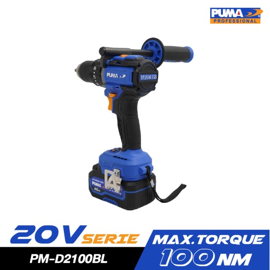 สว่านกระแทกไร้สาย ไร้แปรงถ่าน 20V PUMA PM-D2100BL พร้อมแบตและแท่นชาร์จ สว่านกระแทกไร้สาย ไร้แปรงถ่าน 20V PUMA PM-D2100BL พร้อมแบตและแท่นชาร์จ
