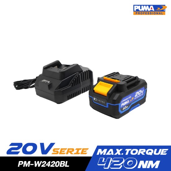 บล็อกกระแทกไร้สาย ไร้แปรงถ่าน 20V PUMA PM-W2420BL พร้อมแบตและแท่นชาร์จ บล็อกกระแทกไร้สาย ไร้แปรงถ่าน 20V PUMA PM-W2420BL พร้อมแบตและแท่นชาร์จ