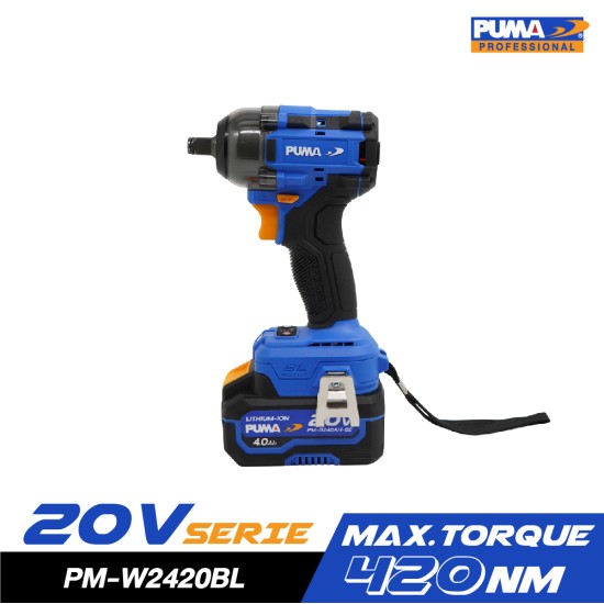 บล็อกกระแทกไร้สาย ไร้แปรงถ่าน 20V PUMA PM-W2420BL พร้อมแบตและแท่นชาร์จ บล็อกกระแทกไร้สาย ไร้แปรงถ่าน 20V PUMA PM-W2420BL พร้อมแบตและแท่นชาร์จ