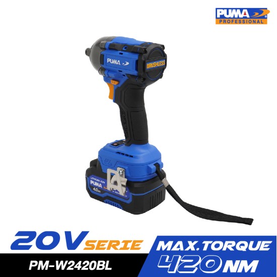 บล็อกกระแทกไร้สาย ไร้แปรงถ่าน 20V PUMA PM-W2420BL พร้อมแบตและแท่นชาร์จ บล็อกกระแทกไร้สาย ไร้แปรงถ่าน 20V PUMA PM-W2420BL พร้อมแบตและแท่นชาร์จ