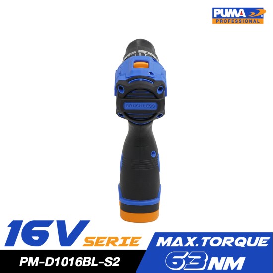 สว่านกระแทกไร้สาย 10mm 16V PUMA PM-D1016BL-S2 พร้อมแบตและแท่นชาร์จ