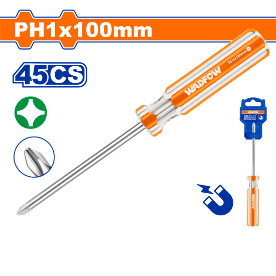 ไขควงแฉก WADFOW PH1x100mm 45CS WSD6214 ไขควงแฉก WADFOW PH1x100mm 45CS WSD6214