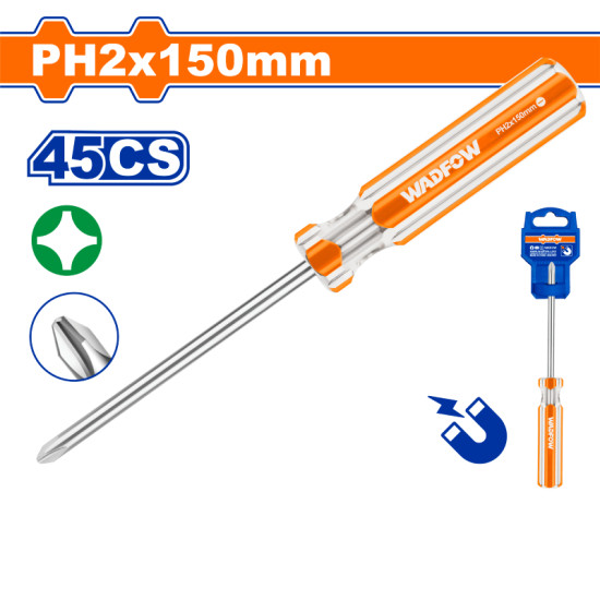 ไขควงแฉก WADFOW PH2x150mm 45CS WSD6226