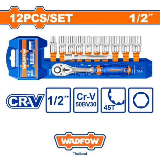 ชุดประแจบล็อก 12 ชิ้น 1/2″ CR-V WADFOW WST2212