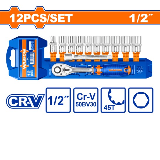 ชุดประแจบล็อก 12 ชิ้น 1/2″ CR-V WADFOW WST2212