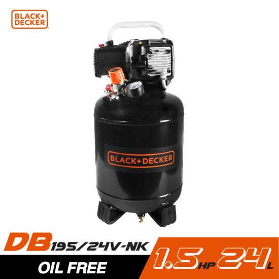 ปั๊มลม Oil free BLACK&DECKER BD195/24V-NK 1.5HP ถัง 24 ลิตร