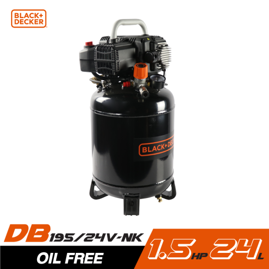 ปั๊มลม Oil free BLACK&DECKER BD195/24V-NK 1.5HP ถัง 24 ลิตร