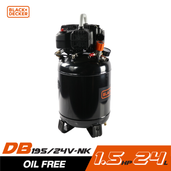 ปั๊มลม Oil free BLACK&DECKER BD195/24V-NK 1.5HP ถัง 24 ลิตร