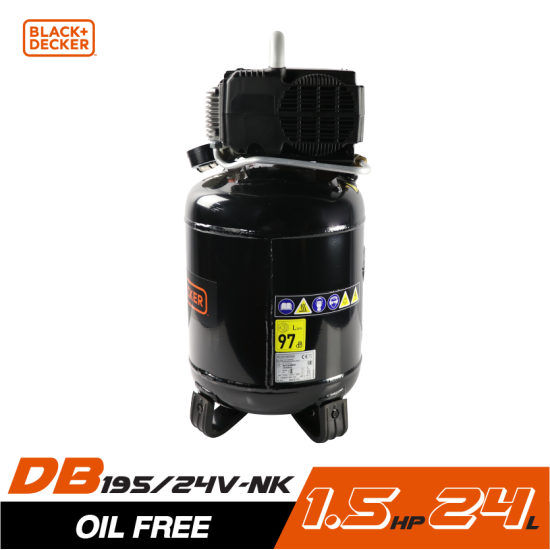 ปั๊มลม Oil free BLACK&DECKER BD195/24V-NK 1.5HP ถัง 24 ลิตร