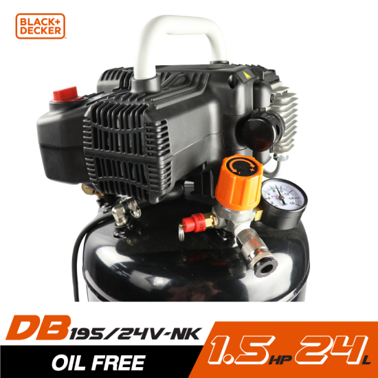 ปั๊มลม Oil free BLACK&DECKER BD195/24V-NK 1.5HP ถัง 24 ลิตร