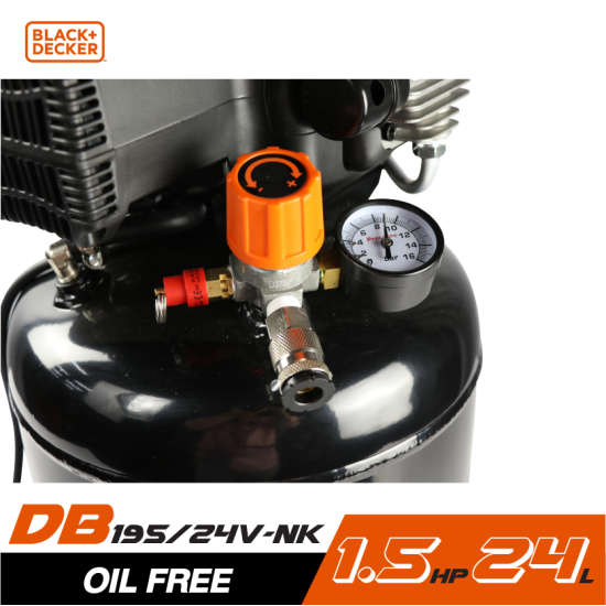 ปั๊มลม Oil free BLACK&DECKER BD195/24V-NK 1.5HP ถัง 24 ลิตร