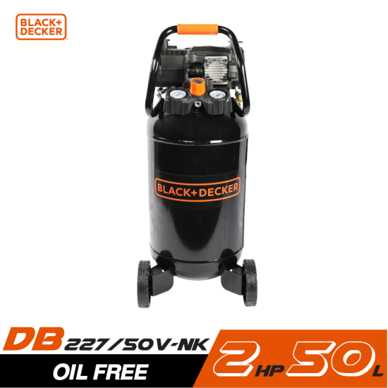 ปั๊มลม Oil free BLACK&DECKER BD227/50V-NK 2HP ถัง 50 ลิตร ปั๊มลม Oil free BLACK&DECKER BD227/50V-NK 2HP ถัง 50 ลิตร