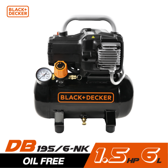 ปั๊มลม Oil free BLACK&DECKER BD195/6-NK 1.5HP ถัง 6 ลิตร