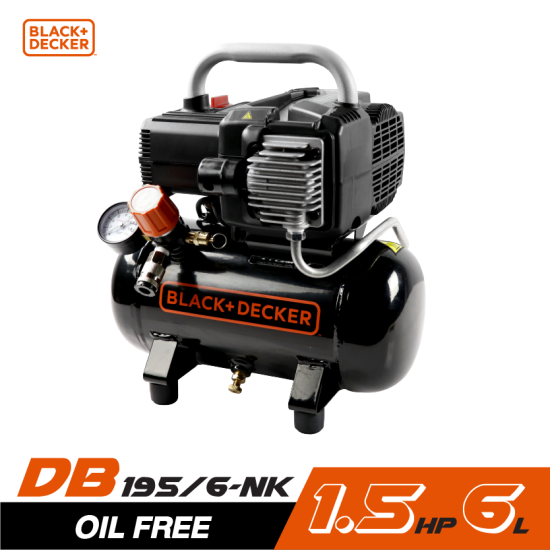 ปั๊มลม Oil free BLACK&DECKER BD195/6-NK 1.5HP ถัง 6 ลิตร