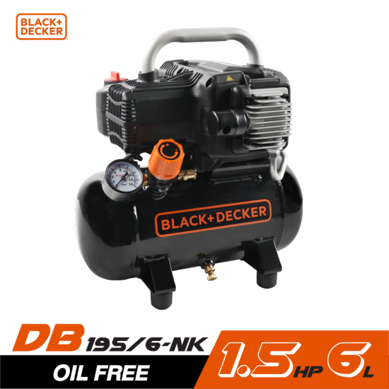 ปั๊มลม Oil free BLACK&DECKER BD195/6-NK 1.5HP ถัง 6 ลิตร