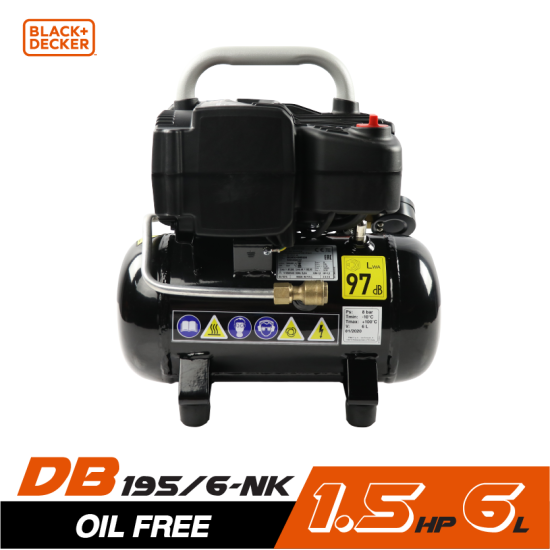ปั๊มลม Oil free BLACK&DECKER BD195/6-NK 1.5HP ถัง 6 ลิตร