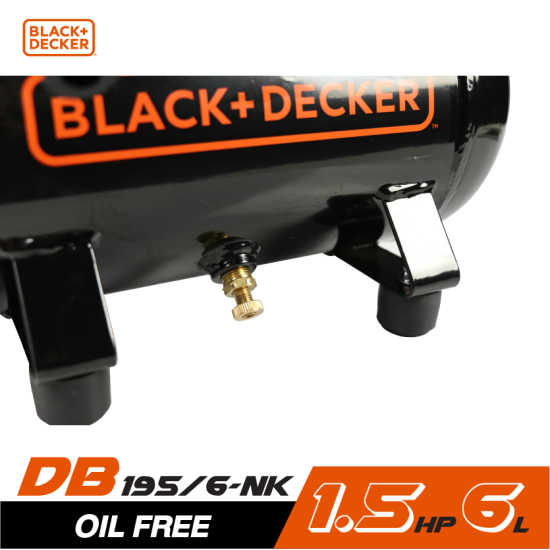 ปั๊มลม Oil free BLACK&DECKER BD195/6-NK 1.5HP ถัง 6 ลิตร