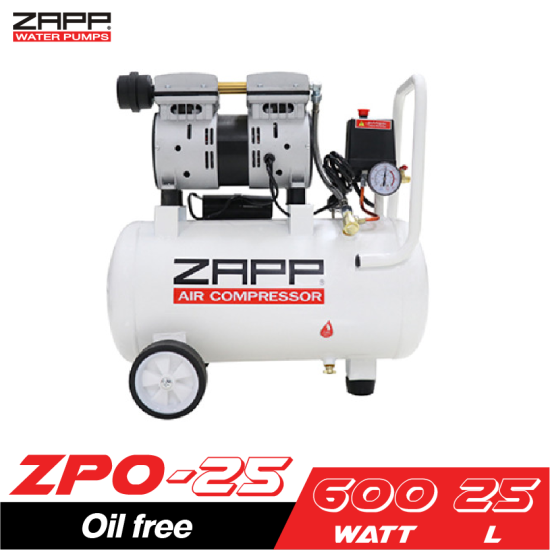 ปั๊มลม Oil free ZAPP ZPO-25 1HP ถัง 25 ลิตร