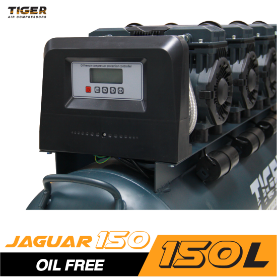 ปั๊มลมไร้น้ำมัน TIGER JAGUAR-150 1390Wx4 220V. ถัง 150 ลิตร