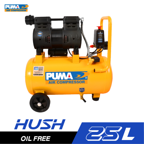 ปั๊มลมไร้น้ำมัน PUMA HUSH-25 1HP ถัง 25 ลิตร