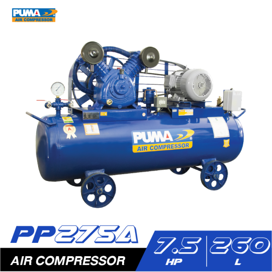 ปั๊มลมสายพาน PUMA PP275A-PPM380V 7.5HP 380V. ถัง 260 ลิตร ปั๊มลมสายพาน PUMA PP275A-PPM380V 7.5HP 380V. ถัง 260 ลิตร