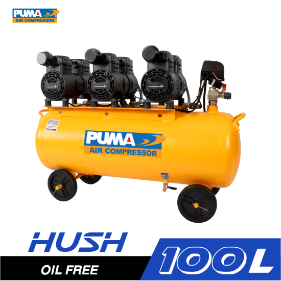 ปั๊มลมไร้น้ำมัน PUMA HUSH-100 3HP ถัง 100 ลิตร